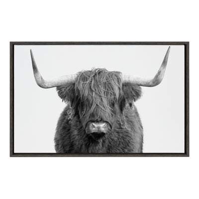 Sylvie Highland Cow Portrait Framed Canvas by Amy Peterson Art Studio by kateandlaurel - main product image for Resin Society