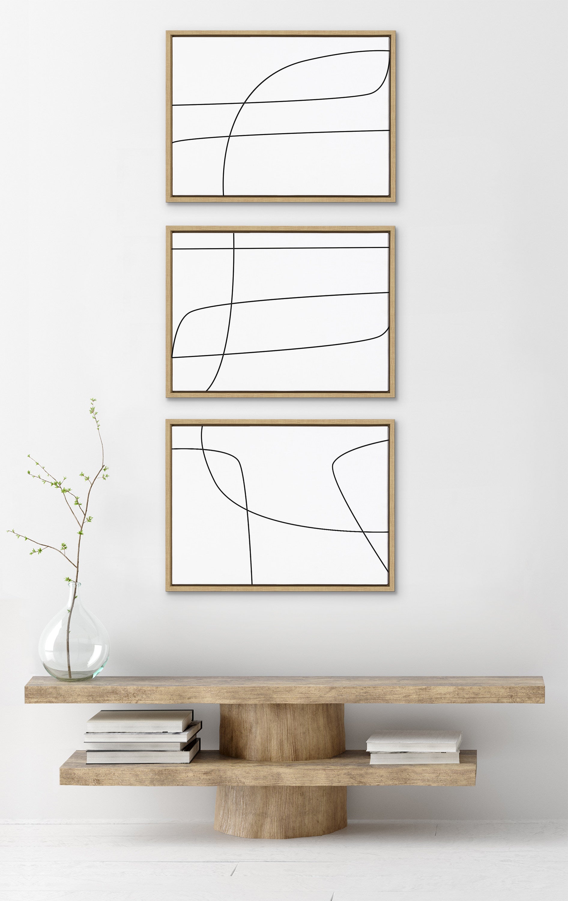 Sylvie Modern Line Abstract Black and White Framed Canvas Set by kateandlaurel - product image 5 for Resin Society