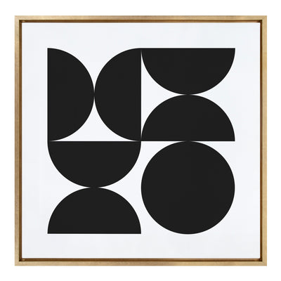Sylvie Bold Vintage Geometric Black and White Framed Canvas by kateandlaurel - product image 2 for Resin Society