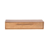 Rectangular wood floating console table with a single drawer and a slim horizontal handle, shown against a plain white background.