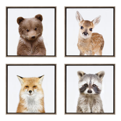 Sylvie Woodland Animal Framed Canvas Art Set by Amy Peterson by kateandlaurel - main product image for Resin Society