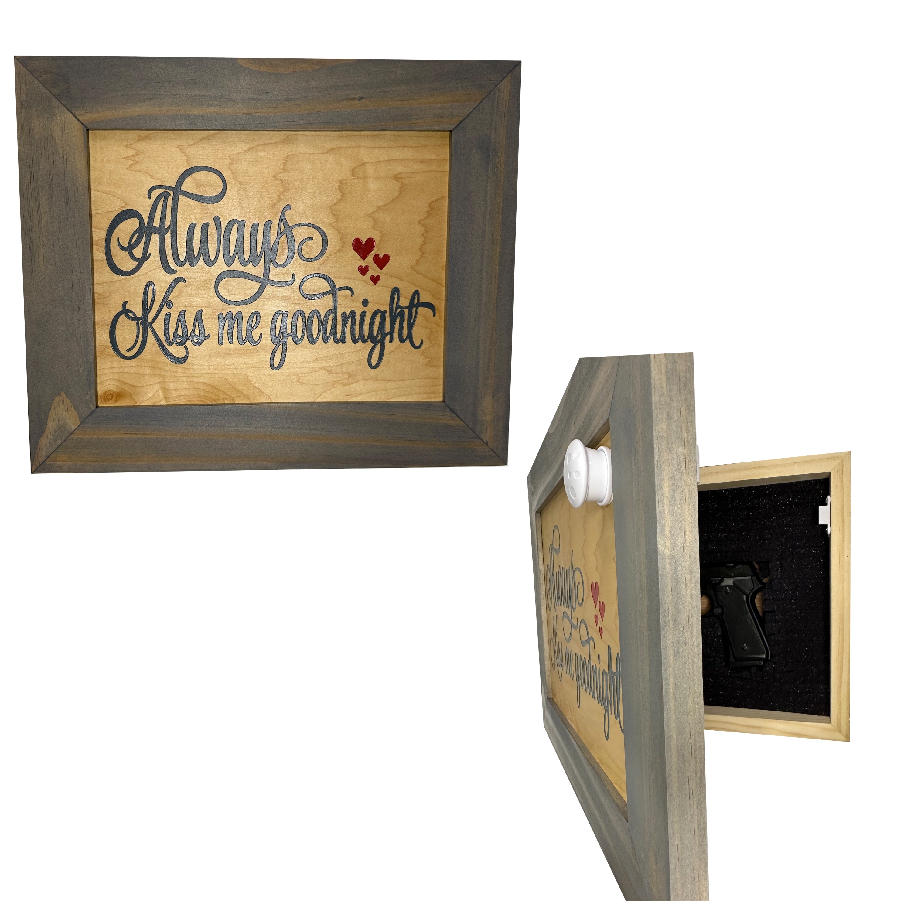 Always Kiss Me Goodnight Hidden Gun Cabinet Wall Decor Concealed by Bellewood Designs - product image 8 for Resin Society