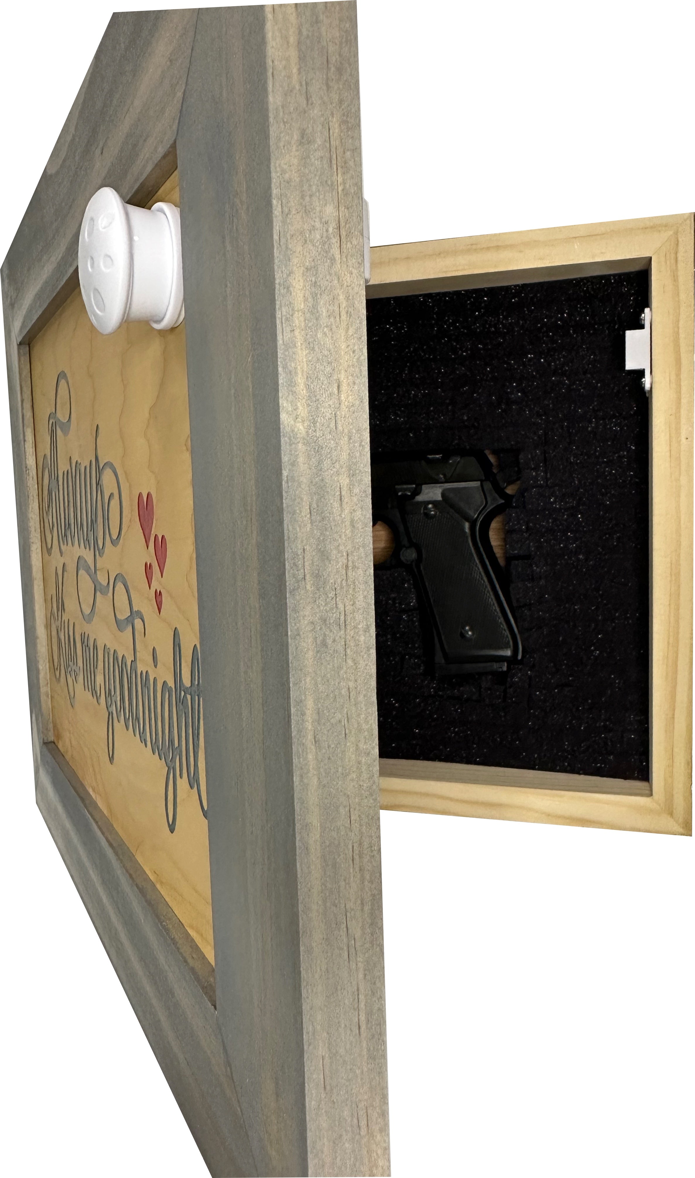 Always Kiss Me Goodnight Hidden Gun Cabinet Wall Decor Concealed by Bellewood Designs - product image 11 for Resin Society