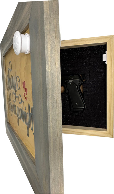 Always Kiss Me Goodnight Hidden Gun Cabinet Wall Decor Concealed by Bellewood Designs - product image 11 for Resin Society