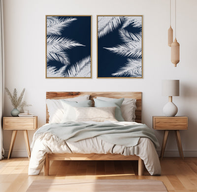 Sylvie Palm Cyanotype 1 Framed Canvas by Alicia Bock