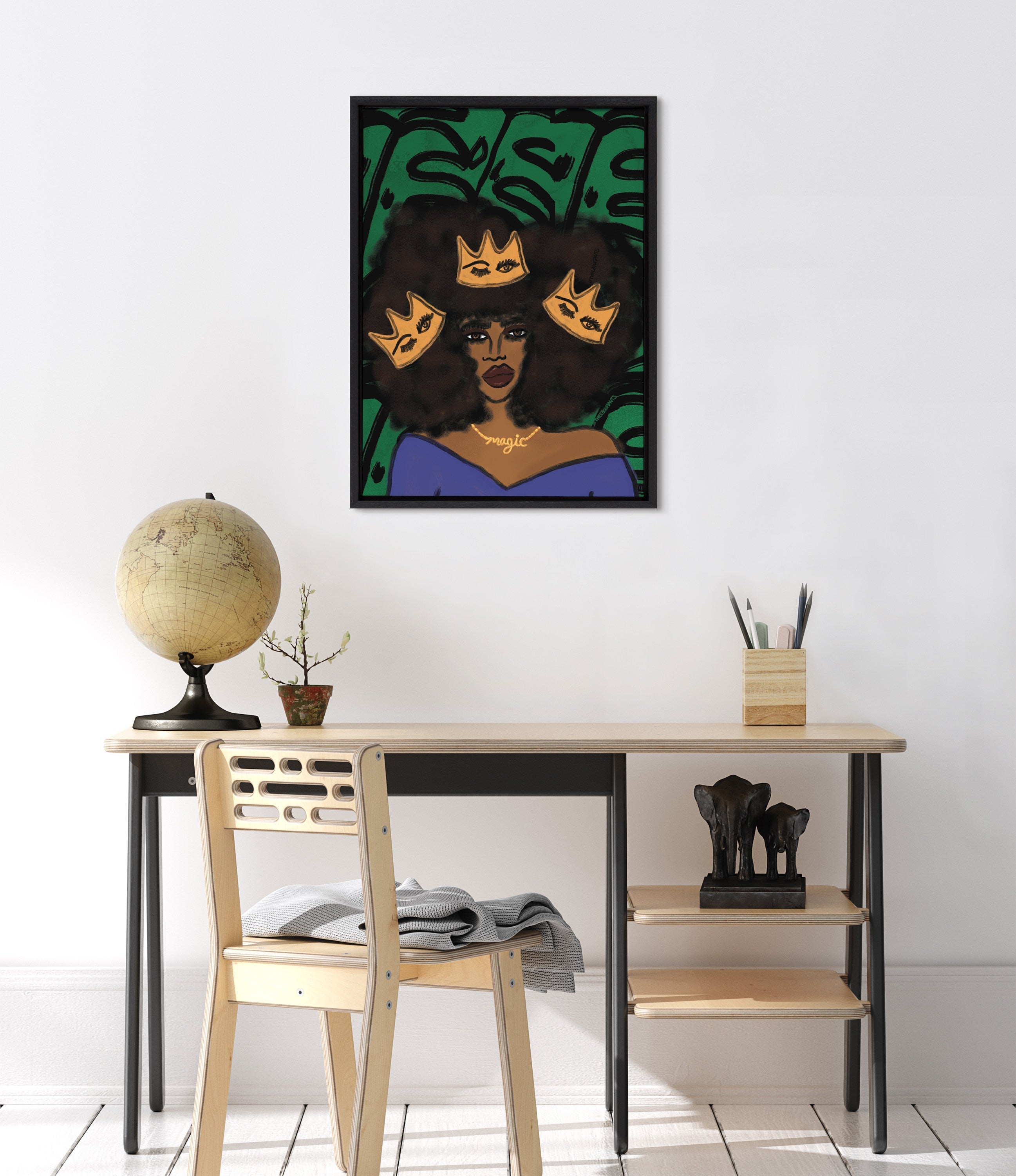 Sylvie Wear Your Crown Framed Canvas by kateandlaurel - product image 12 for Resin Society