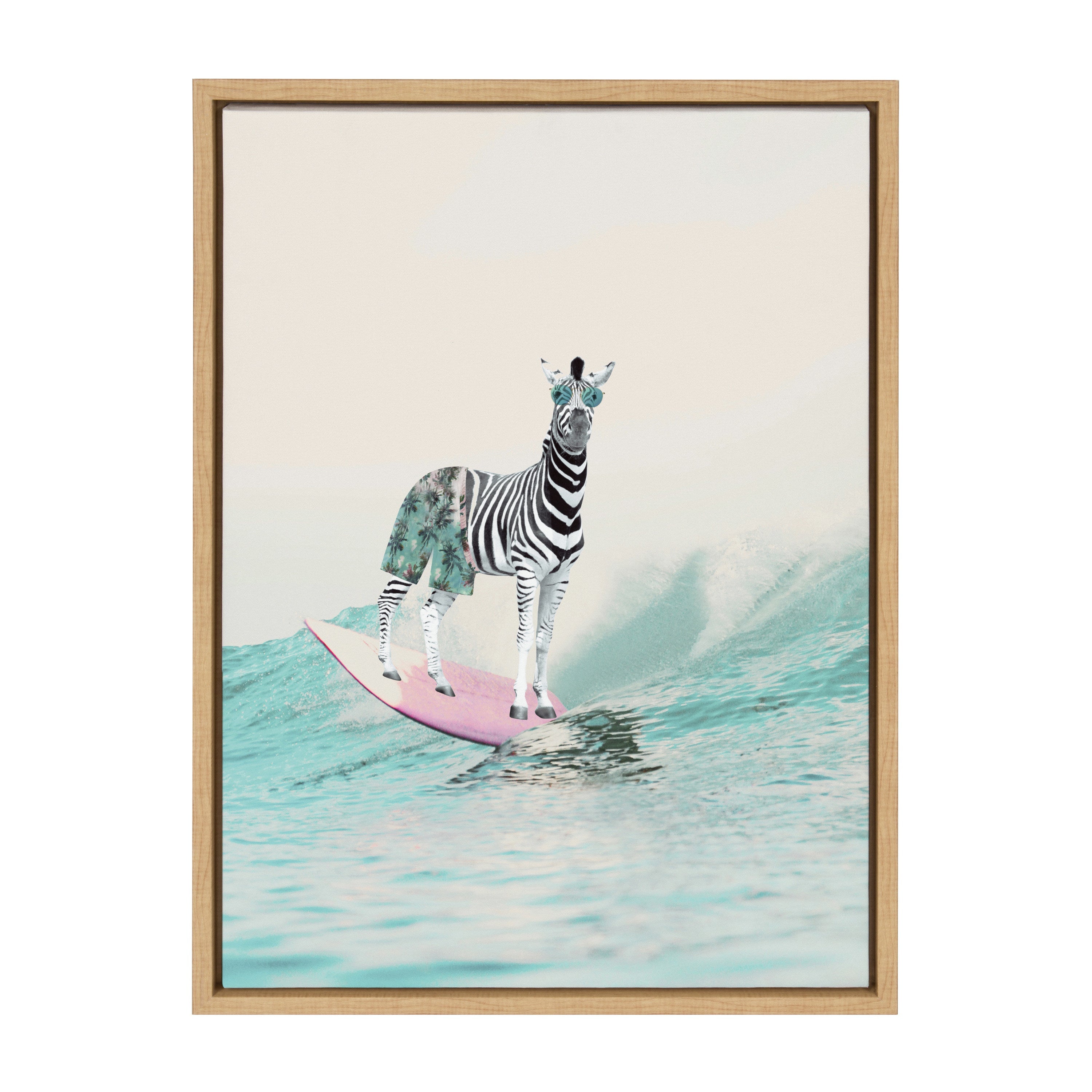 Sylvie Zebra Surfer Framed Canvas by July Art Prints