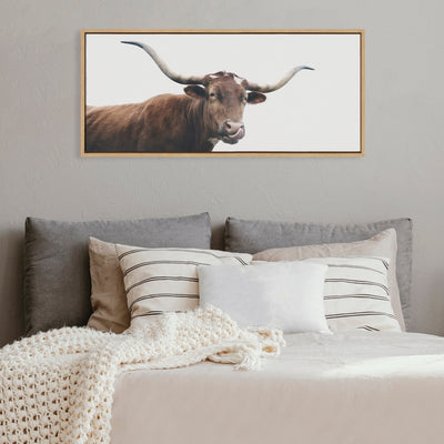Sylvie Texas Longhorn Cow Lick Framed Canvas by kateandlaurel - product image 11 for Resin Society