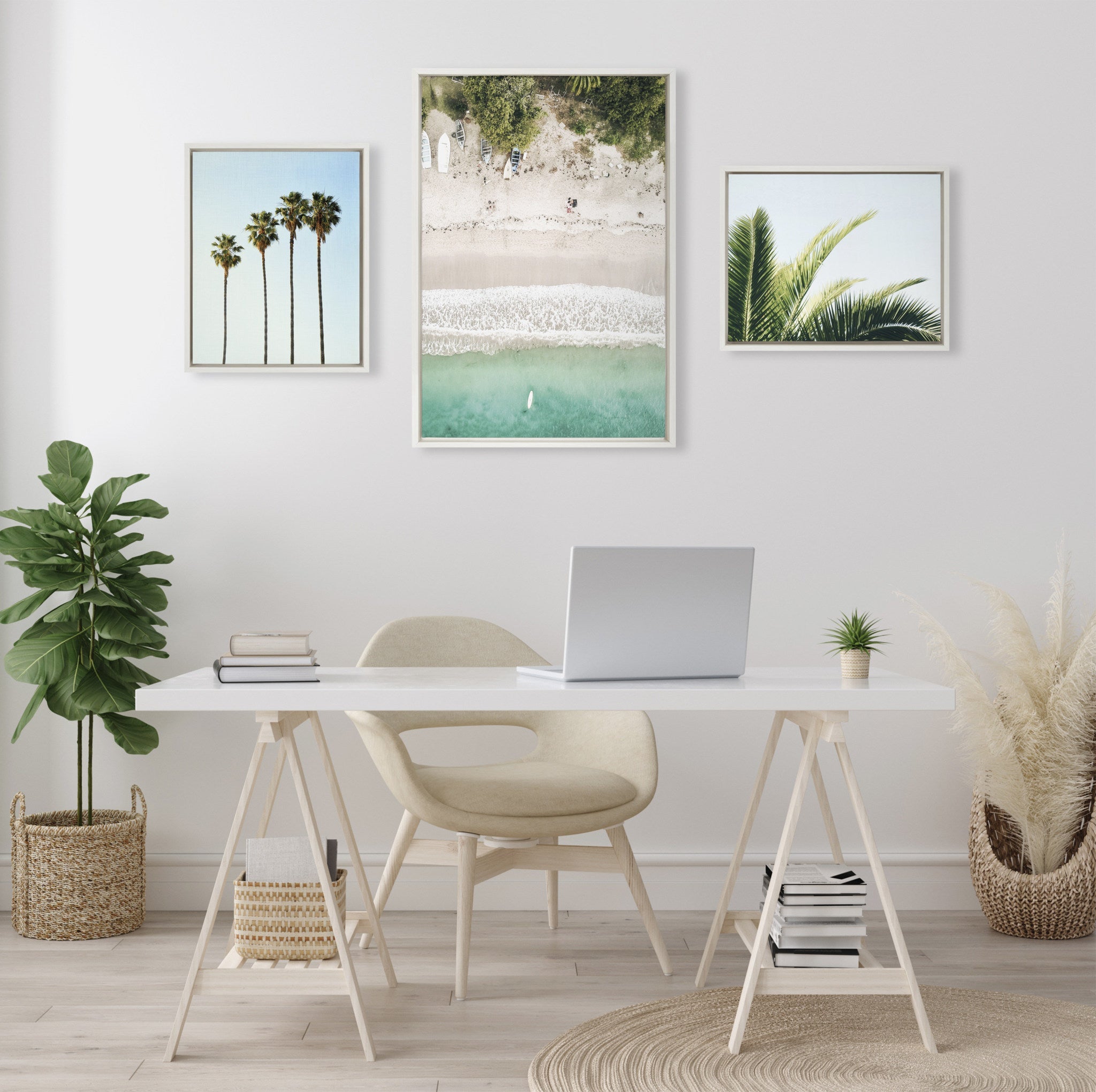Sylvie Tropical Beach Framed Canvas Set by kateandlaurel - product image 4 for Resin Society