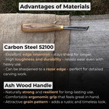 Angled bevel carving chisel with 10 mm blade and wooden handle by Sharky Forged Steel Tools