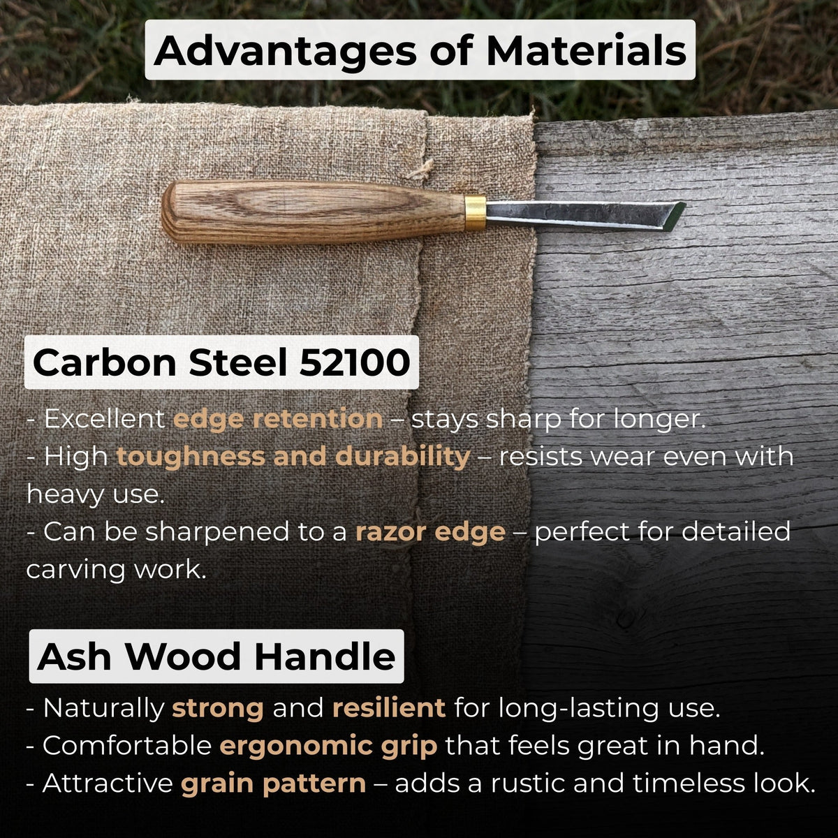 Angled bevel carving chisel with 10 mm blade and wooden handle by Sharky Forged Steel Tools