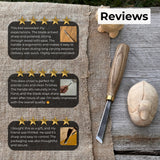 Angled bevel carving chisel with 10 mm blade and wooden handle by Sharky Forged Steel Tools