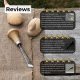 Angled bevel carving chisel with palm handle, 10 mm blade, hand-forged high-carbon steel blade and ash wood handle