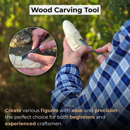 Angled bevel carving chisel with palm handle, 10 mm blade, hand-forged high-carbon steel blade and ash wood handle
