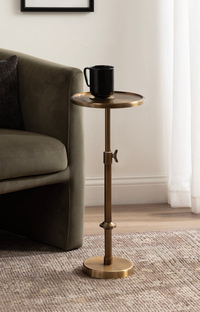 Engles Adjustable Polished Metal Table and Plant Stand