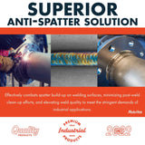 Three images showing welding and its effects: a welder at work on a metal pipe, a close-up of a colorful welded seam, and a clean welded pipe flange with bolt holes.