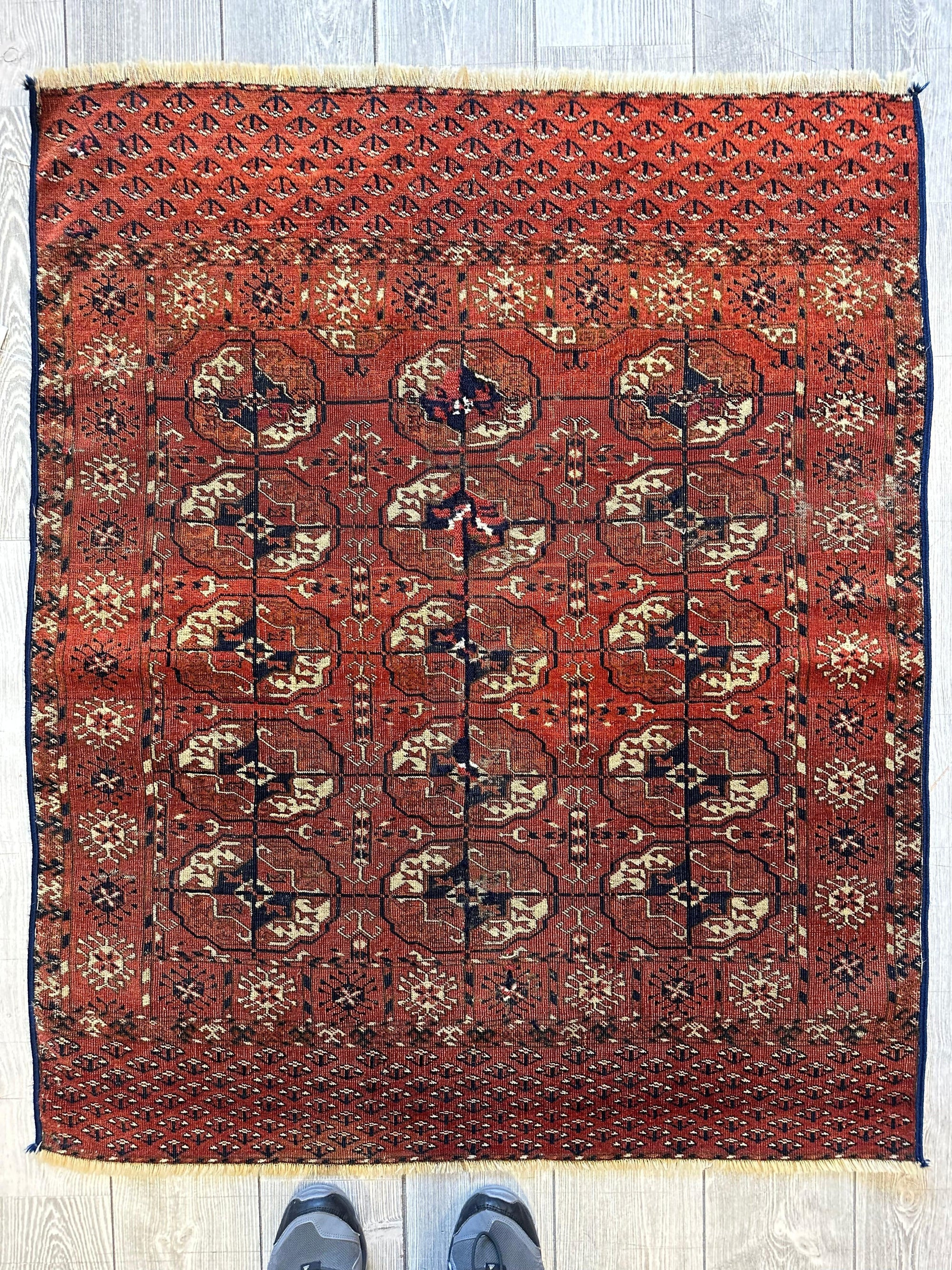 Antique 1880’s Tribal Turkoman Tekke Wedding Rug 3’4” x 4’1” by Rugistan - main product image for Resin Society
