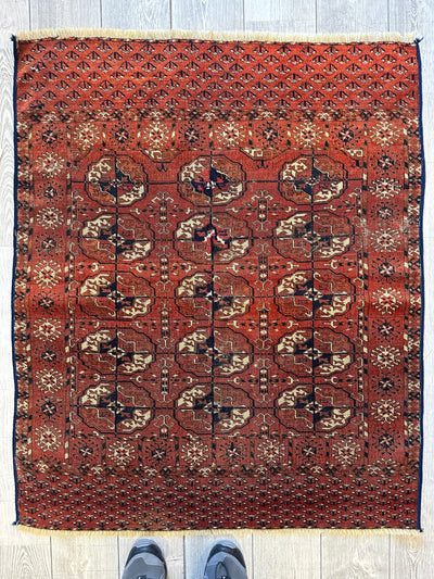 Antique 1880’s Tribal Turkoman Tekke Wedding Rug 3’4” x 4’1” by Rugistan - main product image for Resin Society