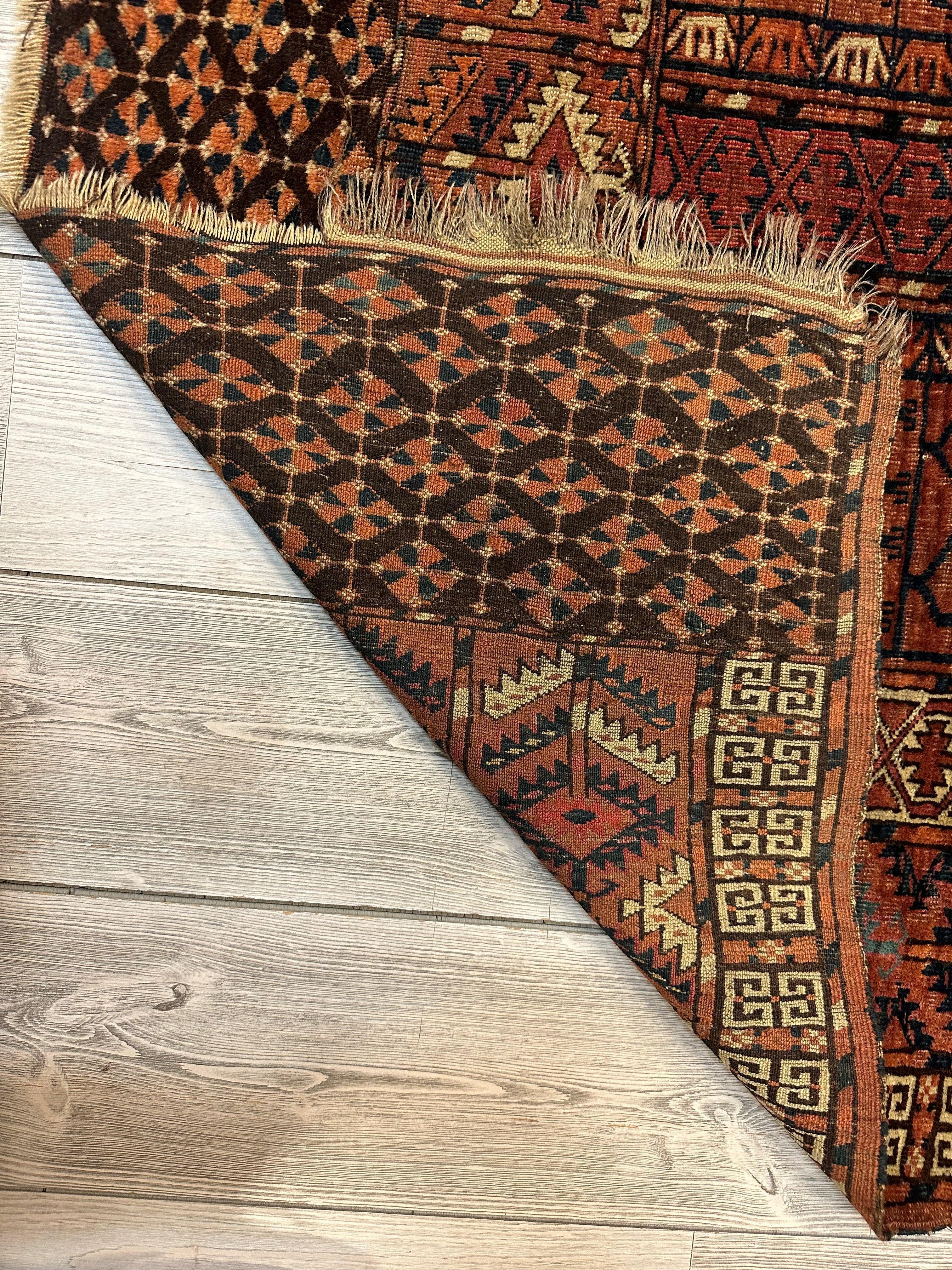 Antique 1880s Turkoman Tekke Ensi Tent Door Covering Rug 4’ x4’8” by Rugistan - product image 12 for Resin Society