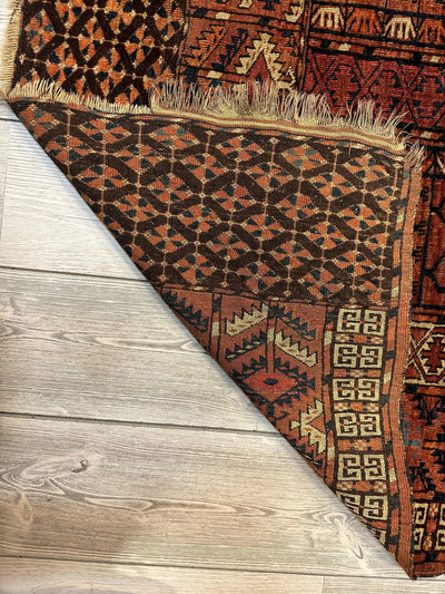 Antique 1880s Turkoman Tekke Ensi Tent Door Covering Rug 4’ x4’8” by Rugistan - product image 12 for Resin Society