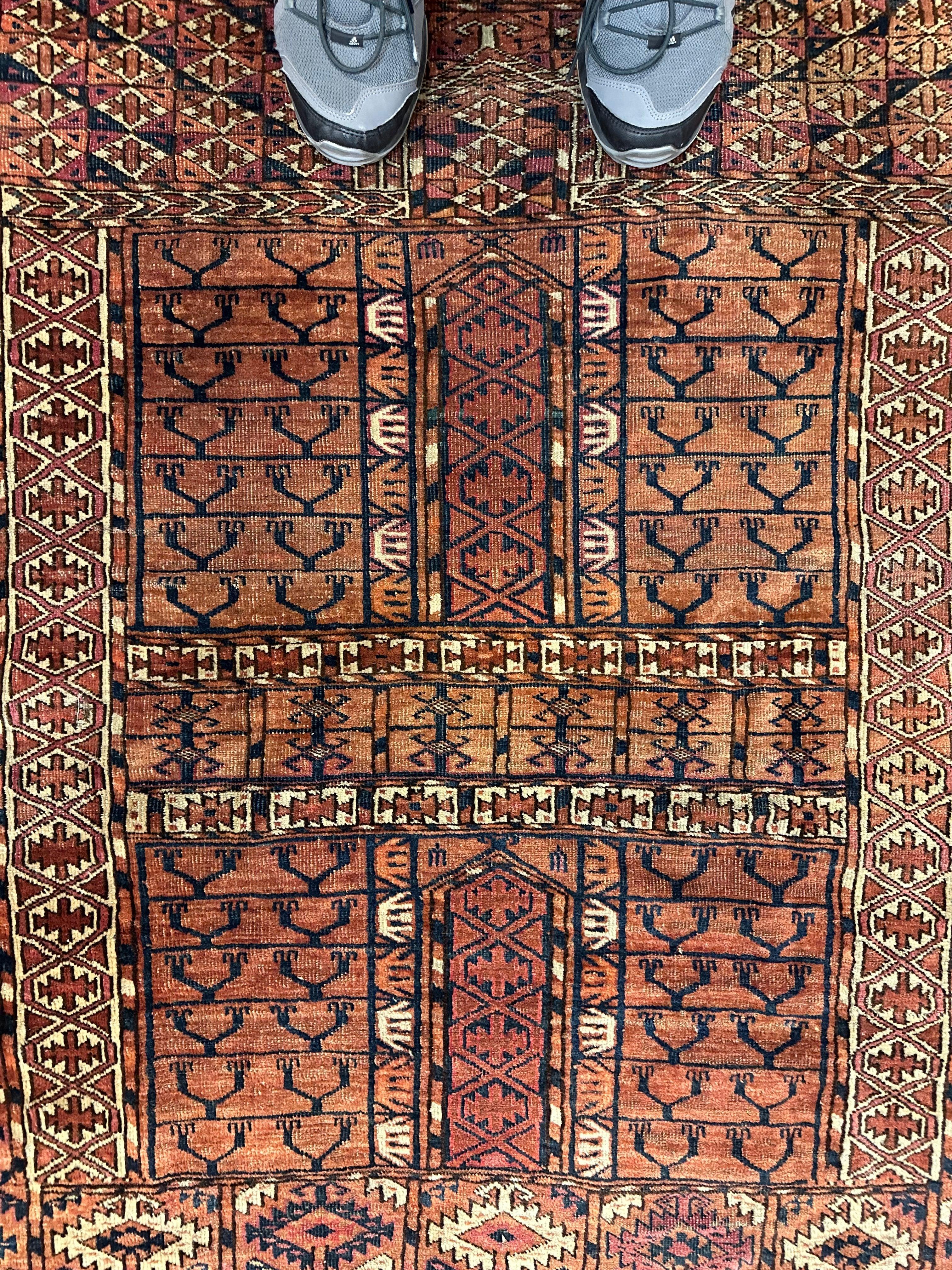 Antique 1880s Turkoman Tekke Ensi Tent Door Covering Rug 4’ x4’8” by Rugistan - product image 2 for Resin Society