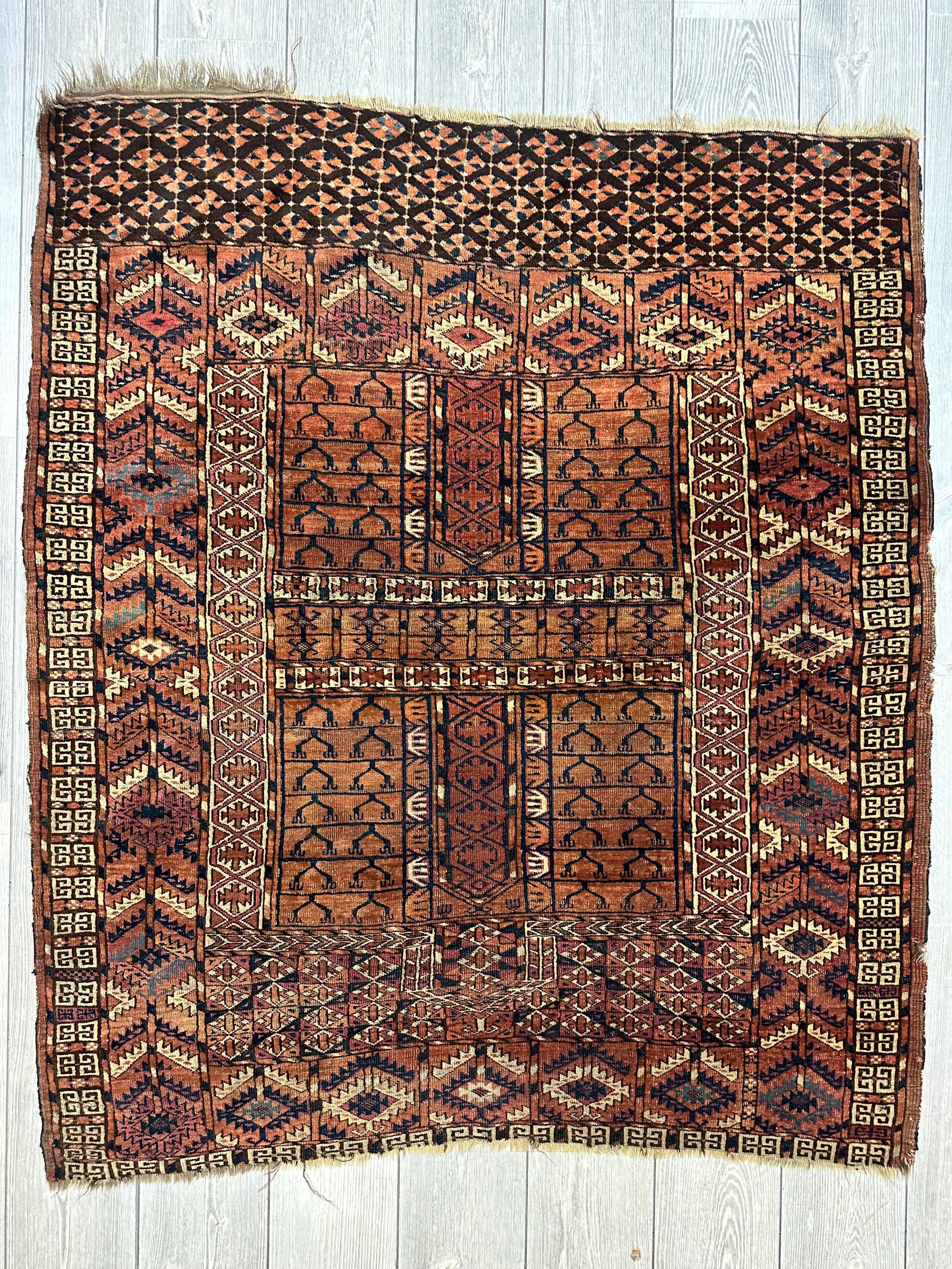 Antique 1880s Turkoman Tekke Ensi Tent Door Covering Rug 4’ x4’8” by Rugistan - product image 3 for Resin Society