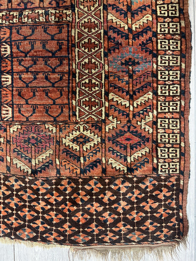 Antique 1880s Turkoman Tekke Ensi Tent Door Covering Rug 4’ x4’8” by Rugistan - product image 4 for Resin Society