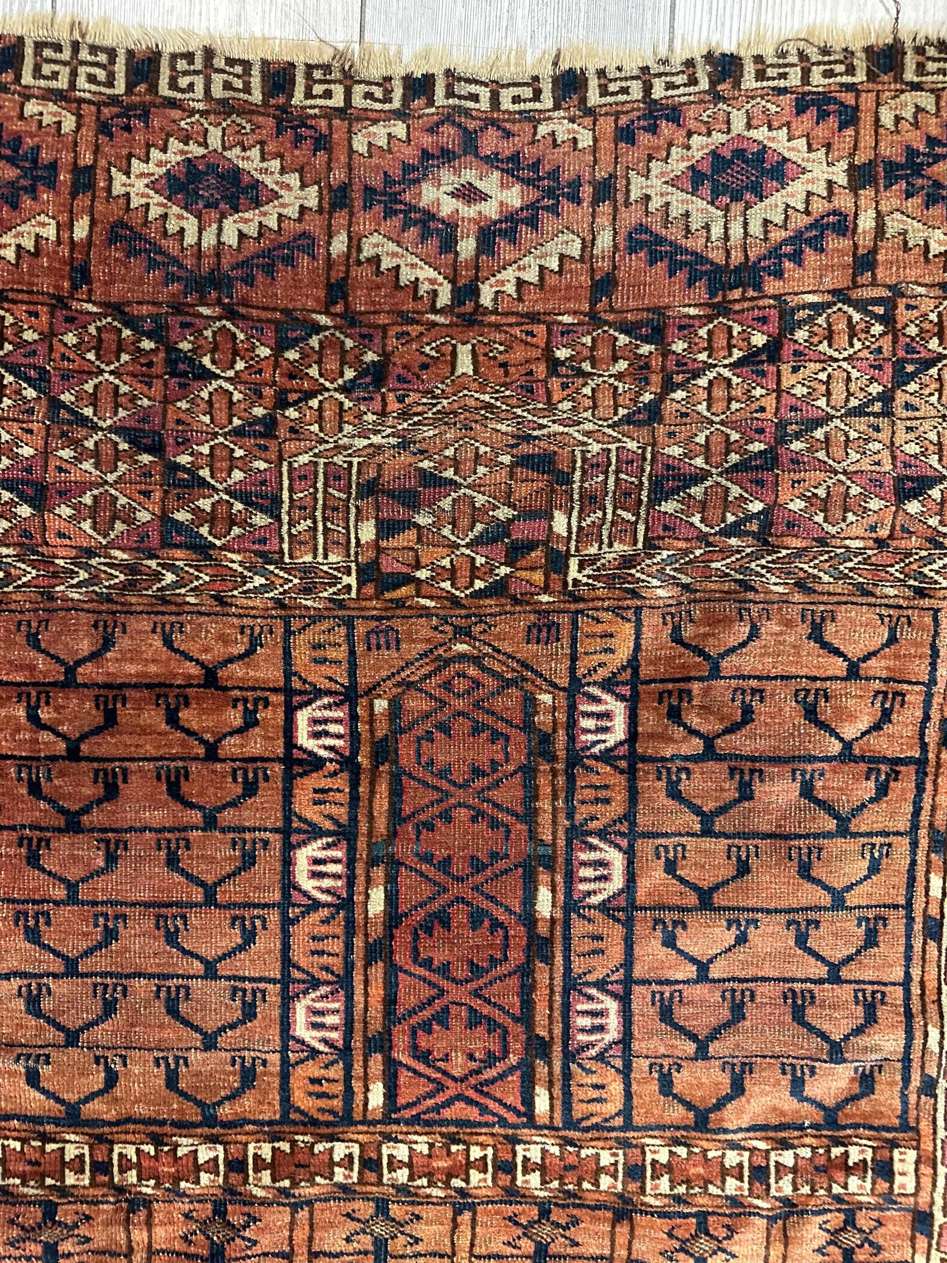 Antique 1880s Turkoman Tekke Ensi Tent Door Covering Rug 4’ x4’8” by Rugistan - product image 7 for Resin Society