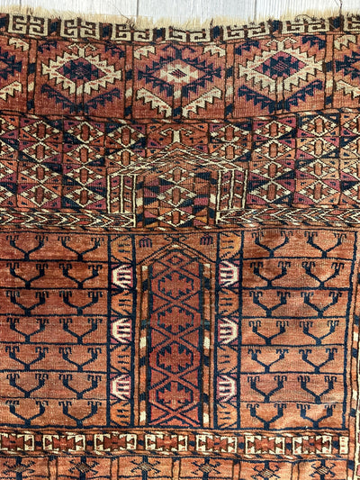 Antique 1880s Turkoman Tekke Ensi Tent Door Covering Rug 4’ x4’8” by Rugistan - product image 7 for Resin Society
