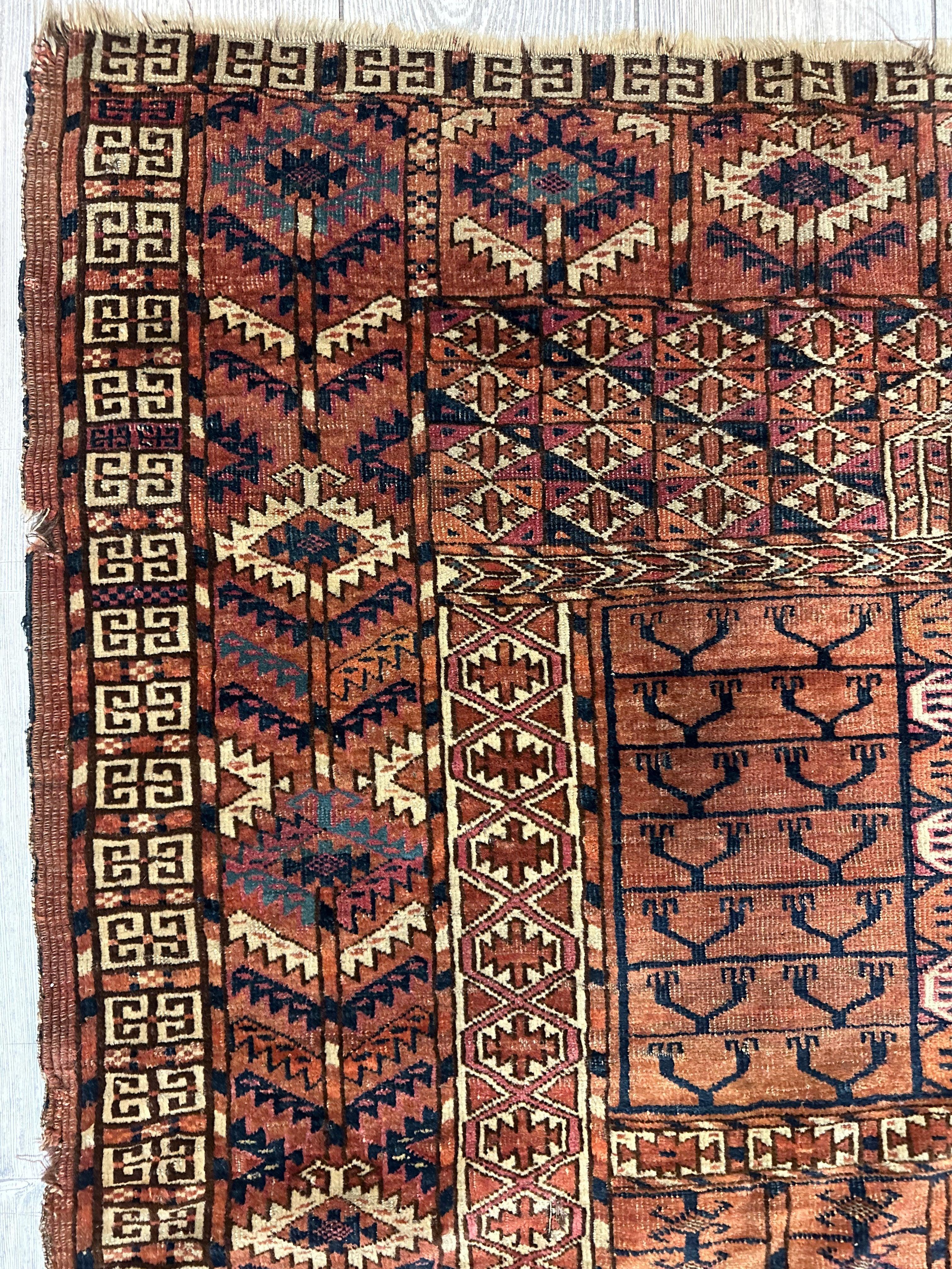 Antique 1880s Turkoman Tekke Ensi Tent Door Covering Rug 4’ x4’8” by Rugistan - product image 8 for Resin Society