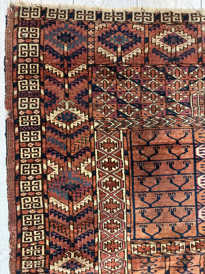 Antique 1880s Turkoman Tekke Ensi Tent Door Covering Rug 4’ x4’8” by Rugistan - product image 8 for Resin Society