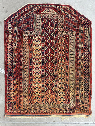 Antique 1890’s Turkoman Prayer Rug or Namazlyk 4’ x 5’2” by Rugistan - product image 10 for Resin Society