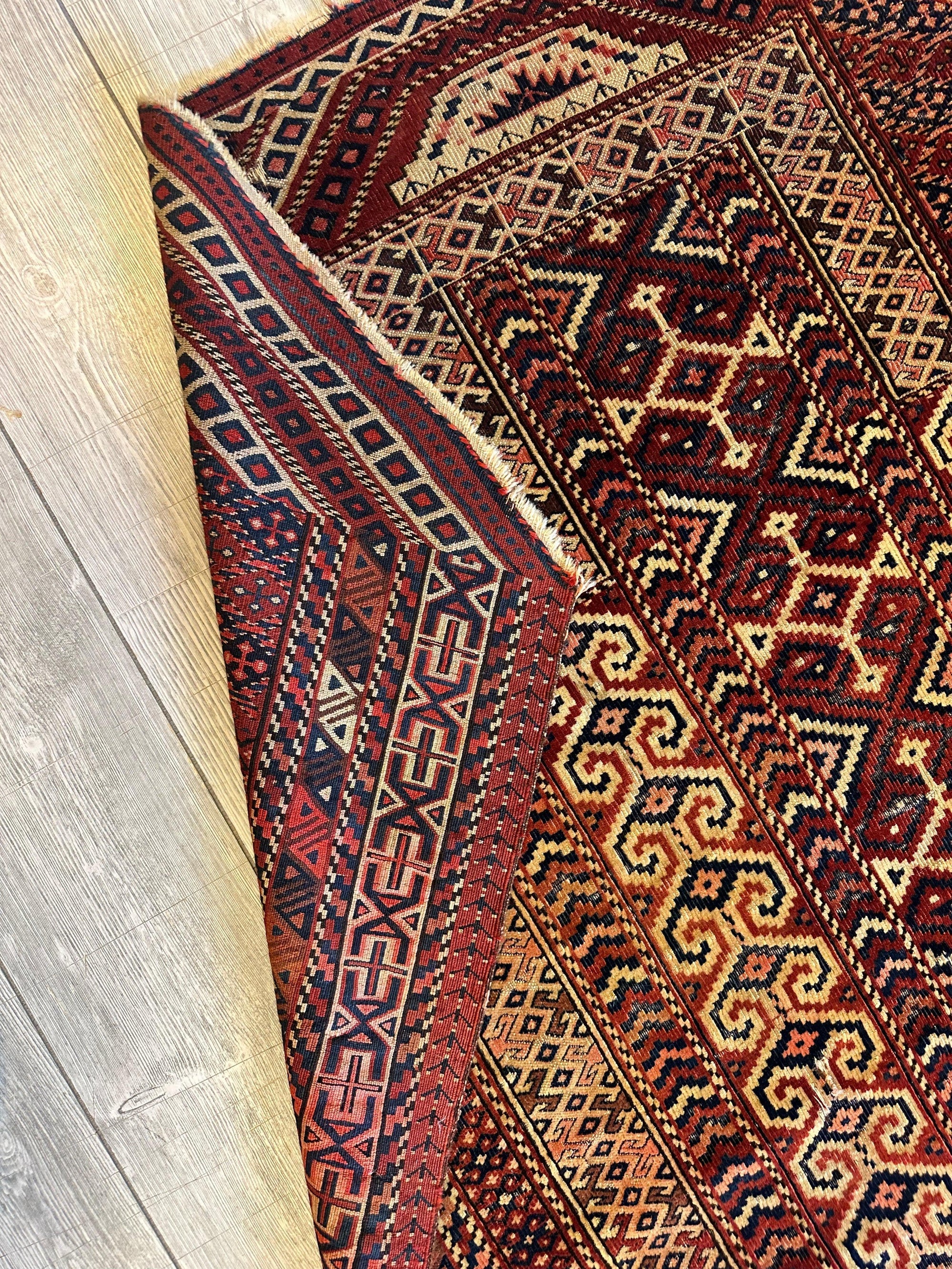 Antique 1890’s Turkoman Prayer Rug or Namazlyk 4’ x 5’2” by Rugistan - product image 2 for Resin Society