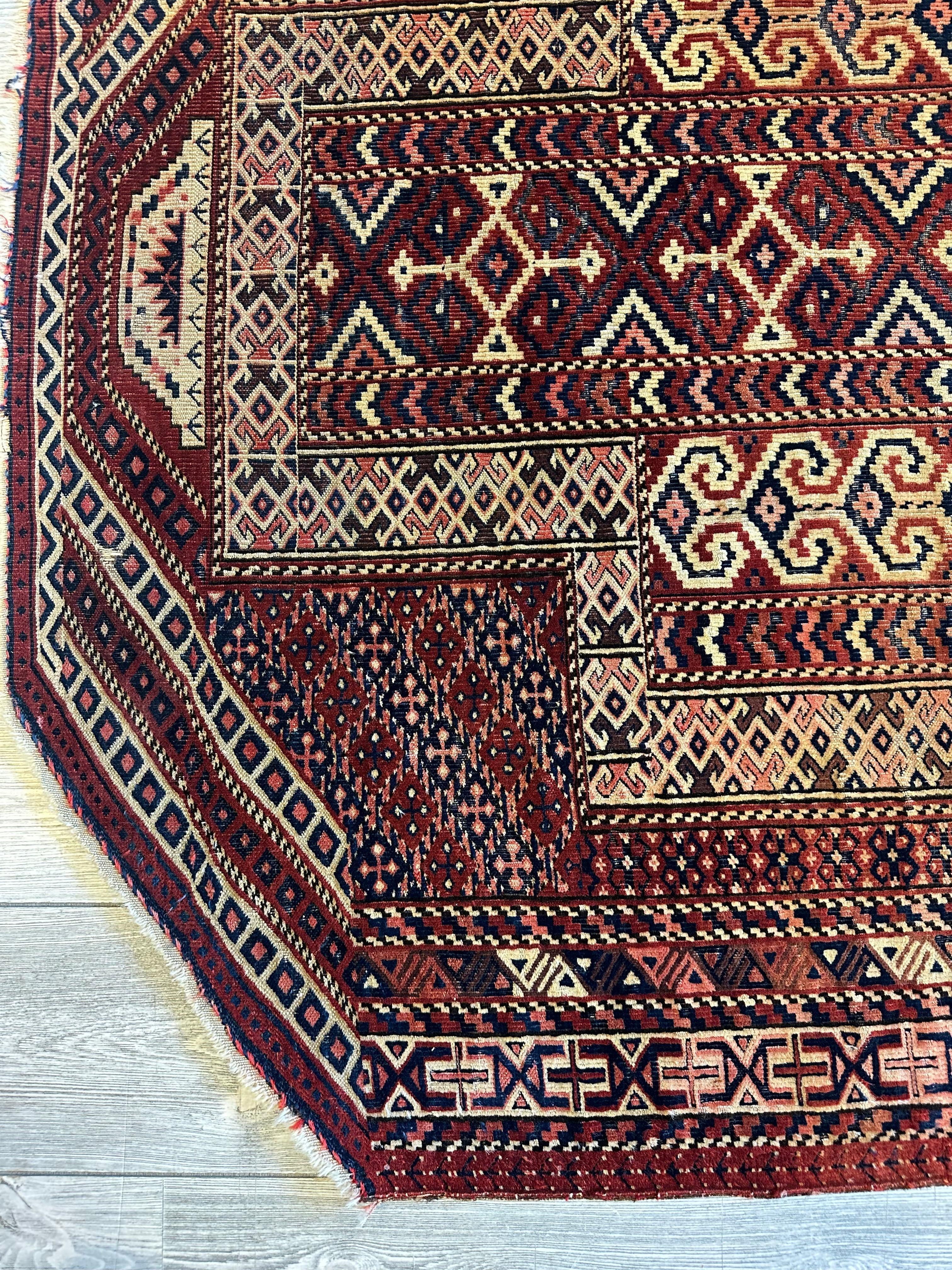 Antique 1890’s Turkoman Prayer Rug or Namazlyk 4’ x 5’2” by Rugistan - product image 3 for Resin Society