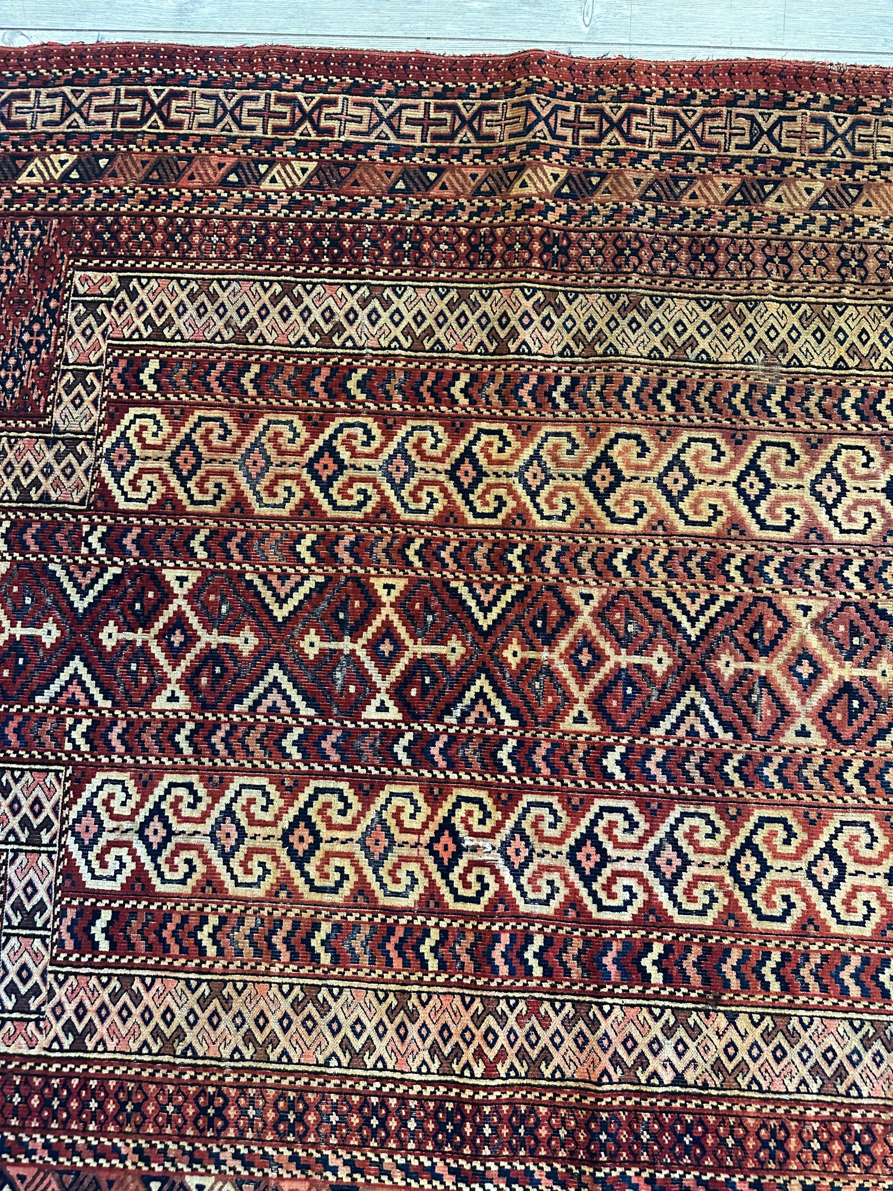 Antique 1890’s Turkoman Prayer Rug or Namazlyk 4’ x 5’2” by Rugistan - product image 8 for Resin Society