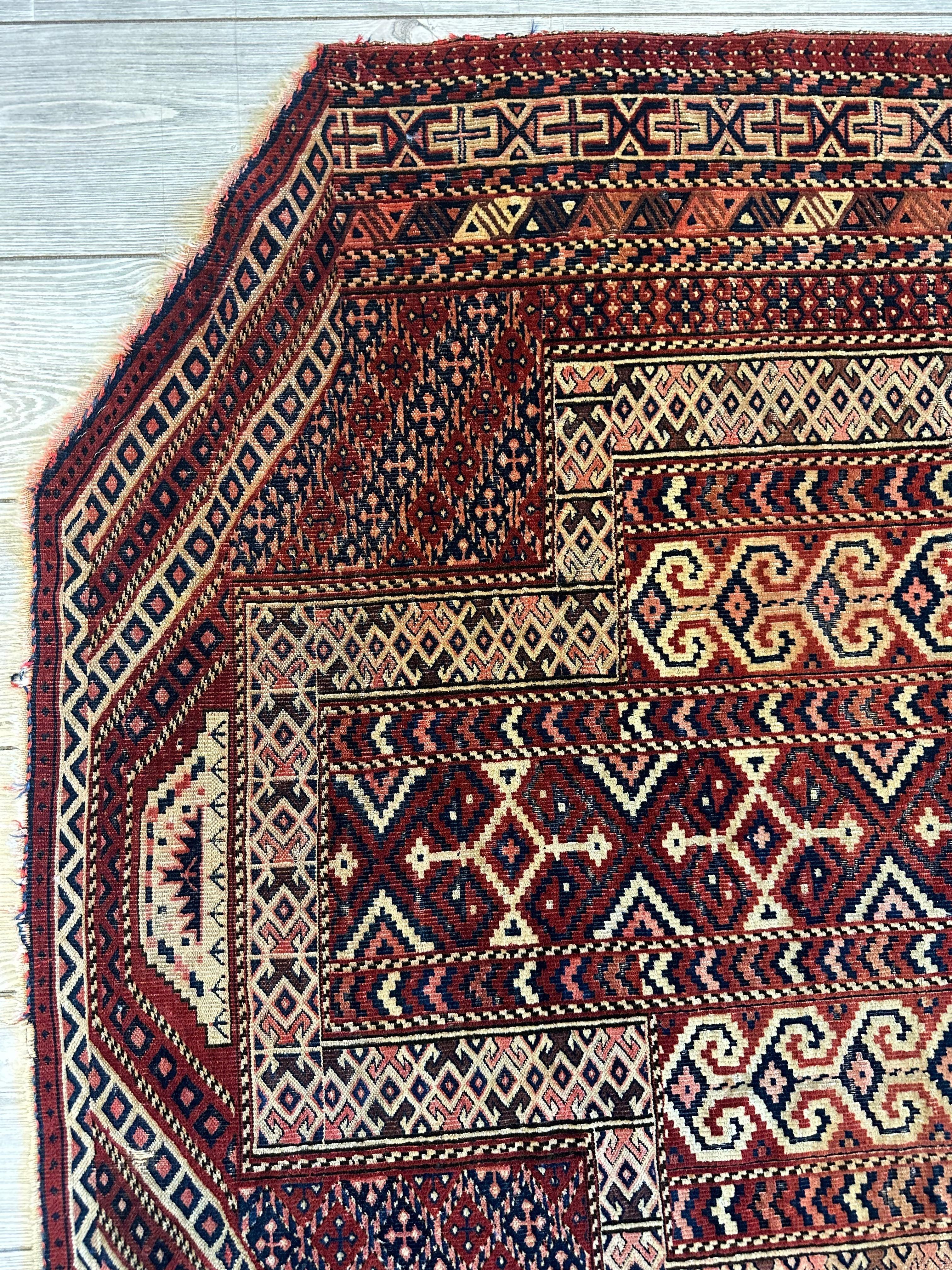 Antique 1890’s Turkoman Prayer Rug or Namazlyk 4’ x 5’2” by Rugistan - product image 9 for Resin Society
