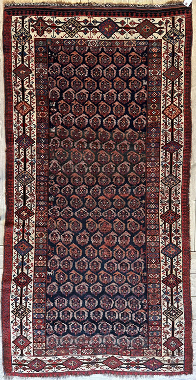 Antique All Over Paisley Kurdish Afshar Rug 4’5” x 8’11” by Rugistan - main product image for Resin Society