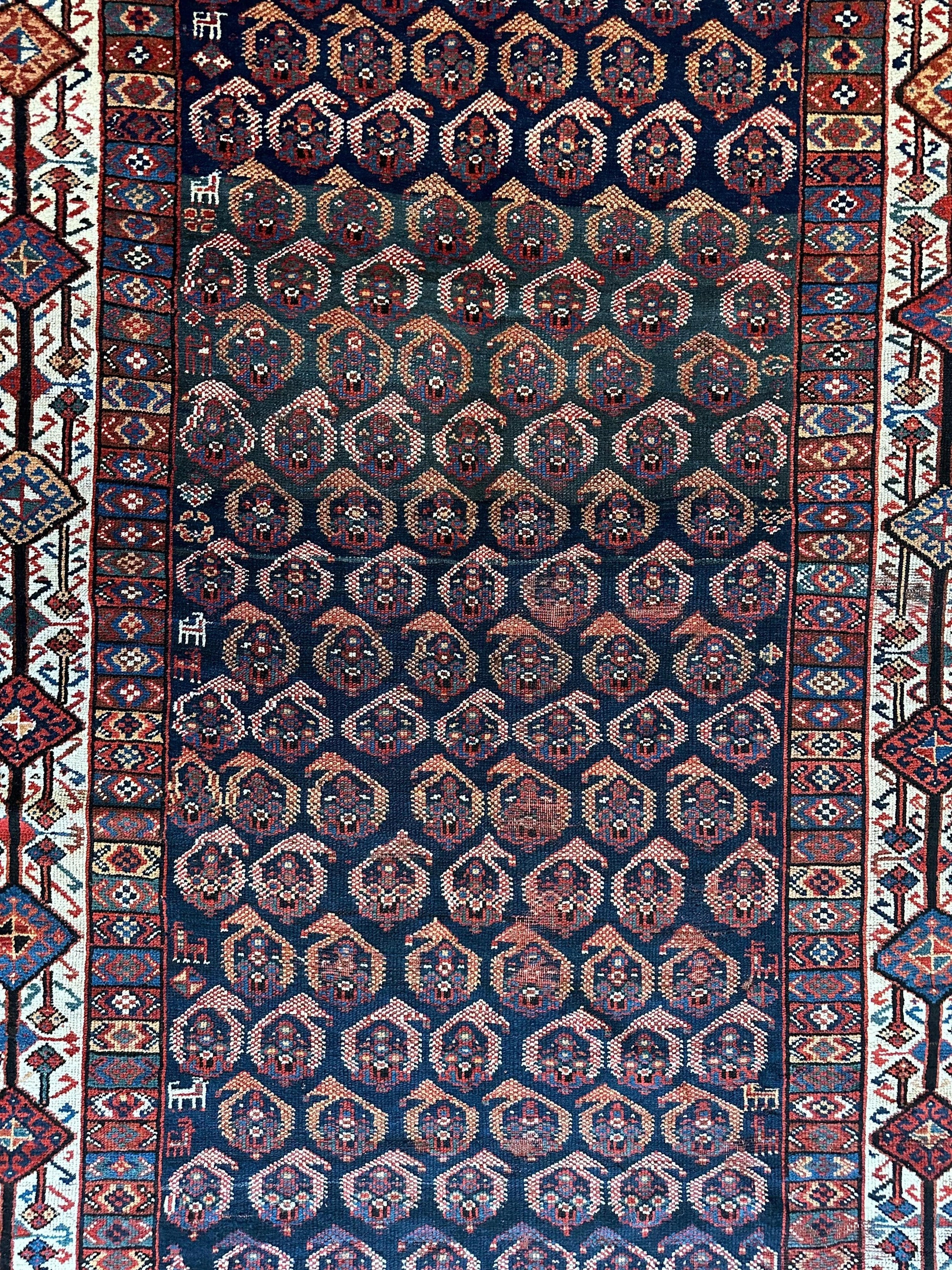 Antique All Over Paisley Kurdish Afshar Rug 4’5” x 8’11” by Rugistan - product image 2 for Resin Society