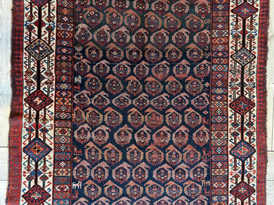 Antique All Over Paisley Kurdish Afshar Rug 4’5” x 8’11” by Rugistan - product image 3 for Resin Society