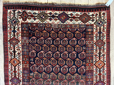 Antique All Over Paisley Kurdish Afshar Rug 4’5” x 8’11” by Rugistan - product image 5 for Resin Society