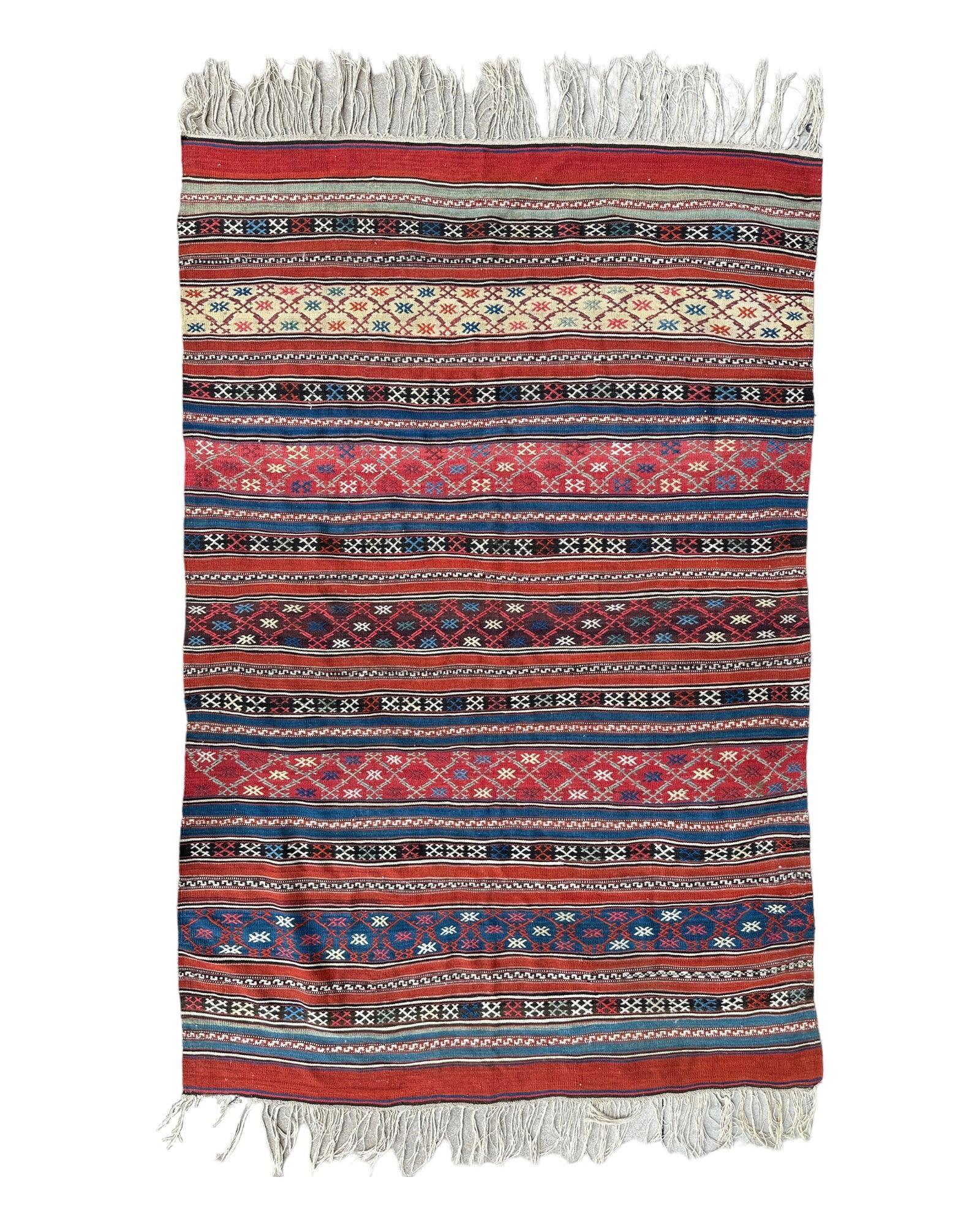 Antique Caucasian Shahsavan Soumak Rug 4’9” x 7’4” by Rugistan - main product image for Resin Society