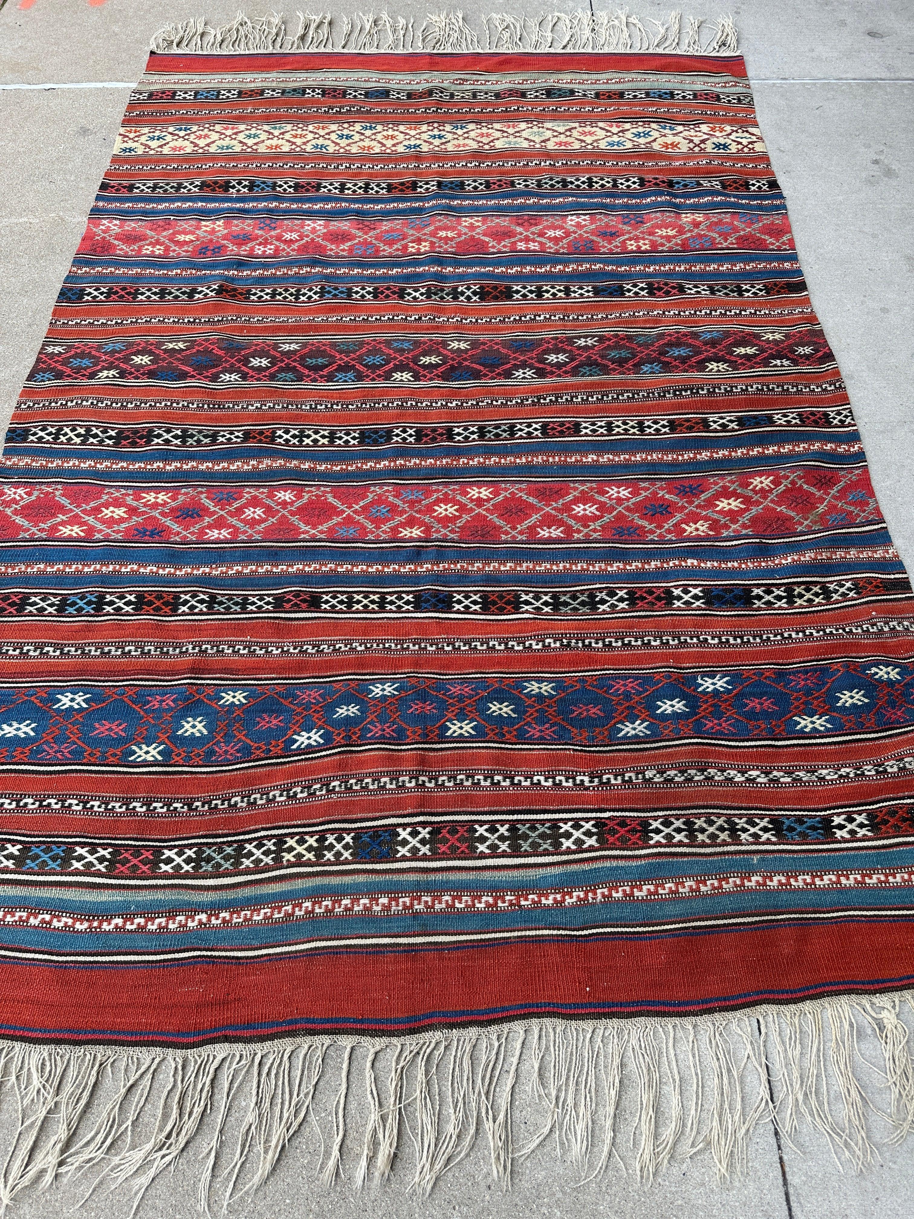 Antique Caucasian Shahsavan Soumak Rug 4’9” x 7’4” by Rugistan - product image 3 for Resin Society