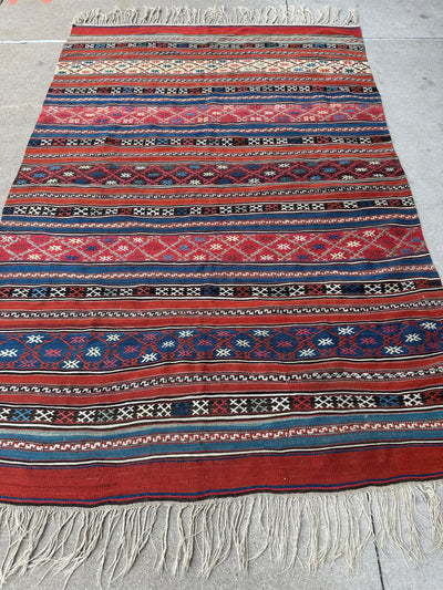 Antique Caucasian Shahsavan Soumak Rug 4’9” x 7’4” by Rugistan - product image 3 for Resin Society