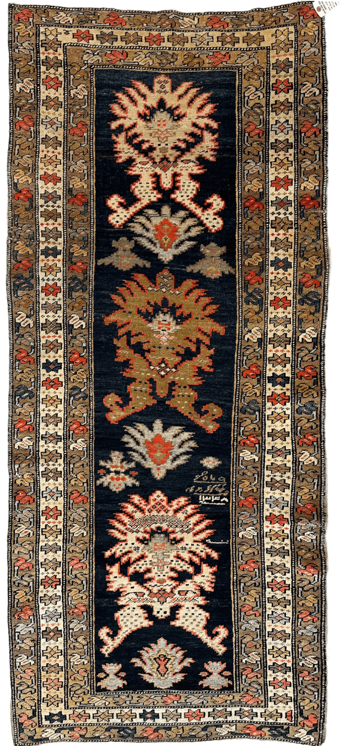 Antique Caucasian Karabakh Signed & Dated Wool on Wool Runner Rug 3 X 7 by Rugistan - main product image for Resin Society