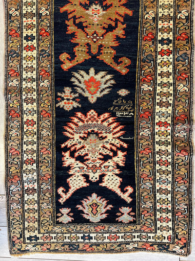 Antique Caucasian Karabakh Signed & Dated Wool on Wool Runner Rug 3 X 7 by Rugistan - product image 3 for Resin Society