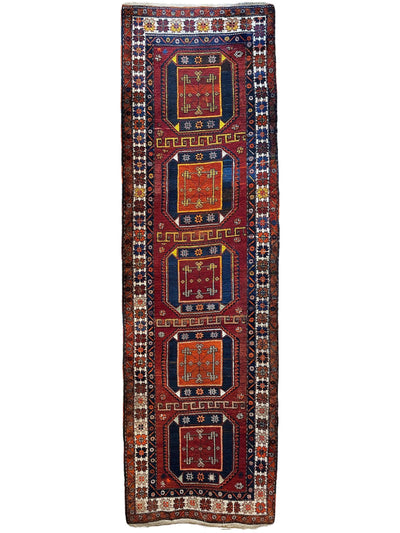 Antique circa 1920's Kurdish-Kazak Geometric Motifs Runner 3’8” x 12’3” by Rugistan - product image 2 for Resin Society