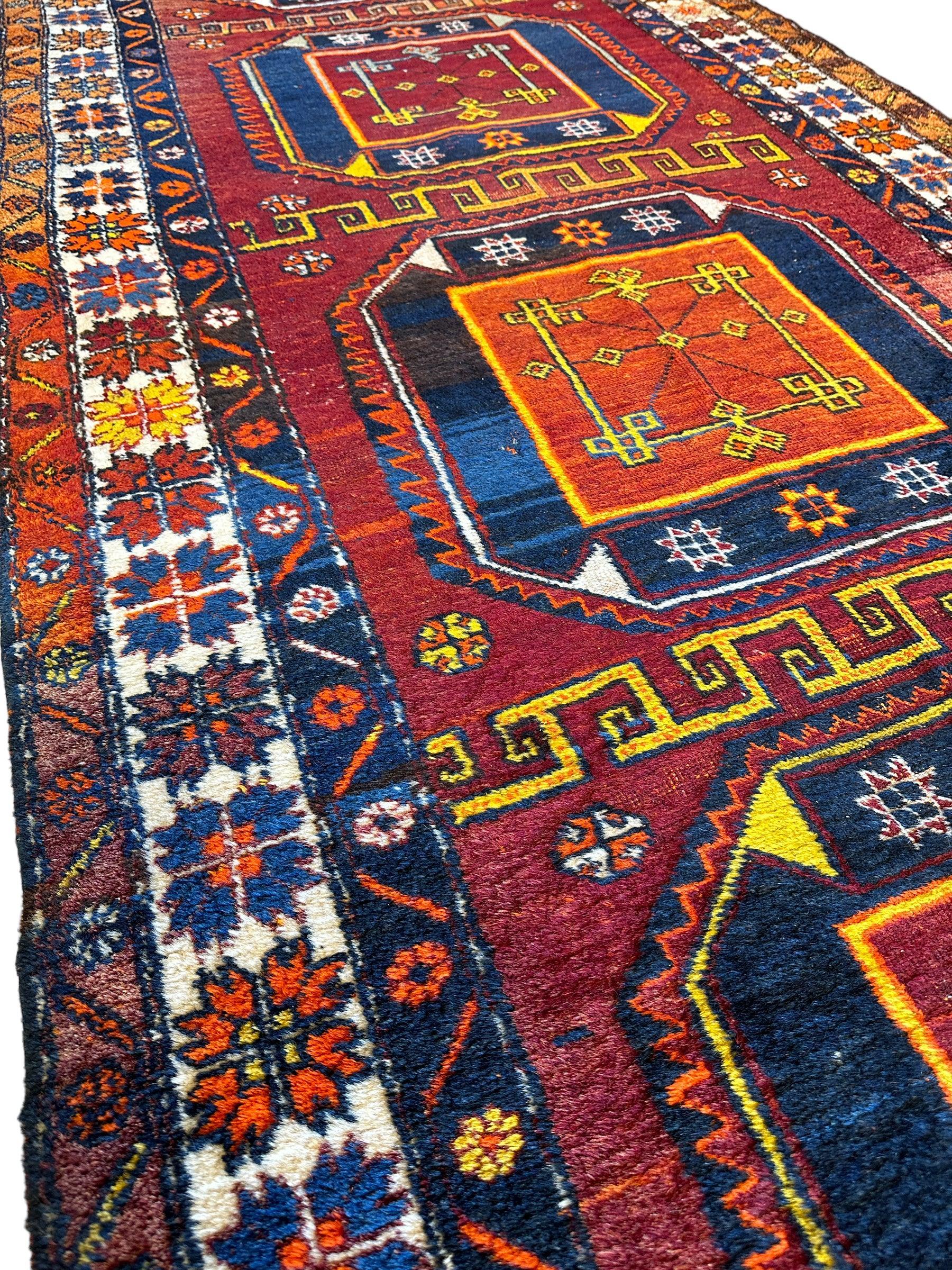 Antique circa 1920's Kurdish-Kazak Geometric Motifs Runner 3’8” x 12’3” by Rugistan - product image 3 for Resin Society