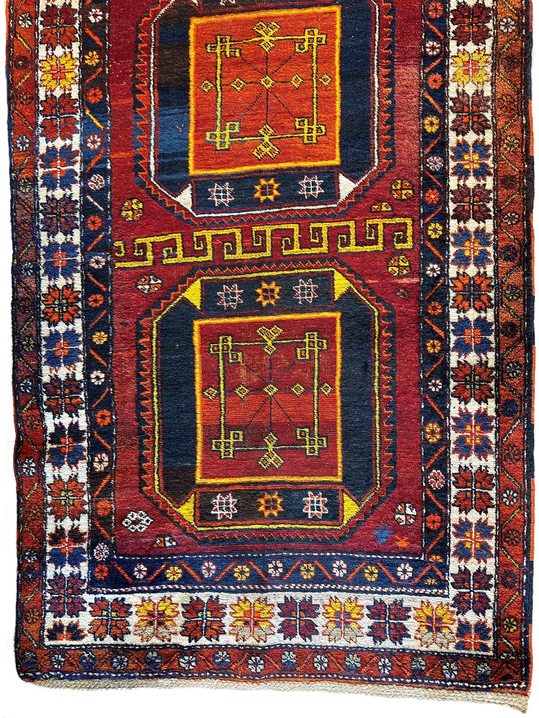 Antique circa 1920's Kurdish-Kazak Geometric Motifs Runner 3’8” x 12’3” by Rugistan - product image 4 for Resin Society