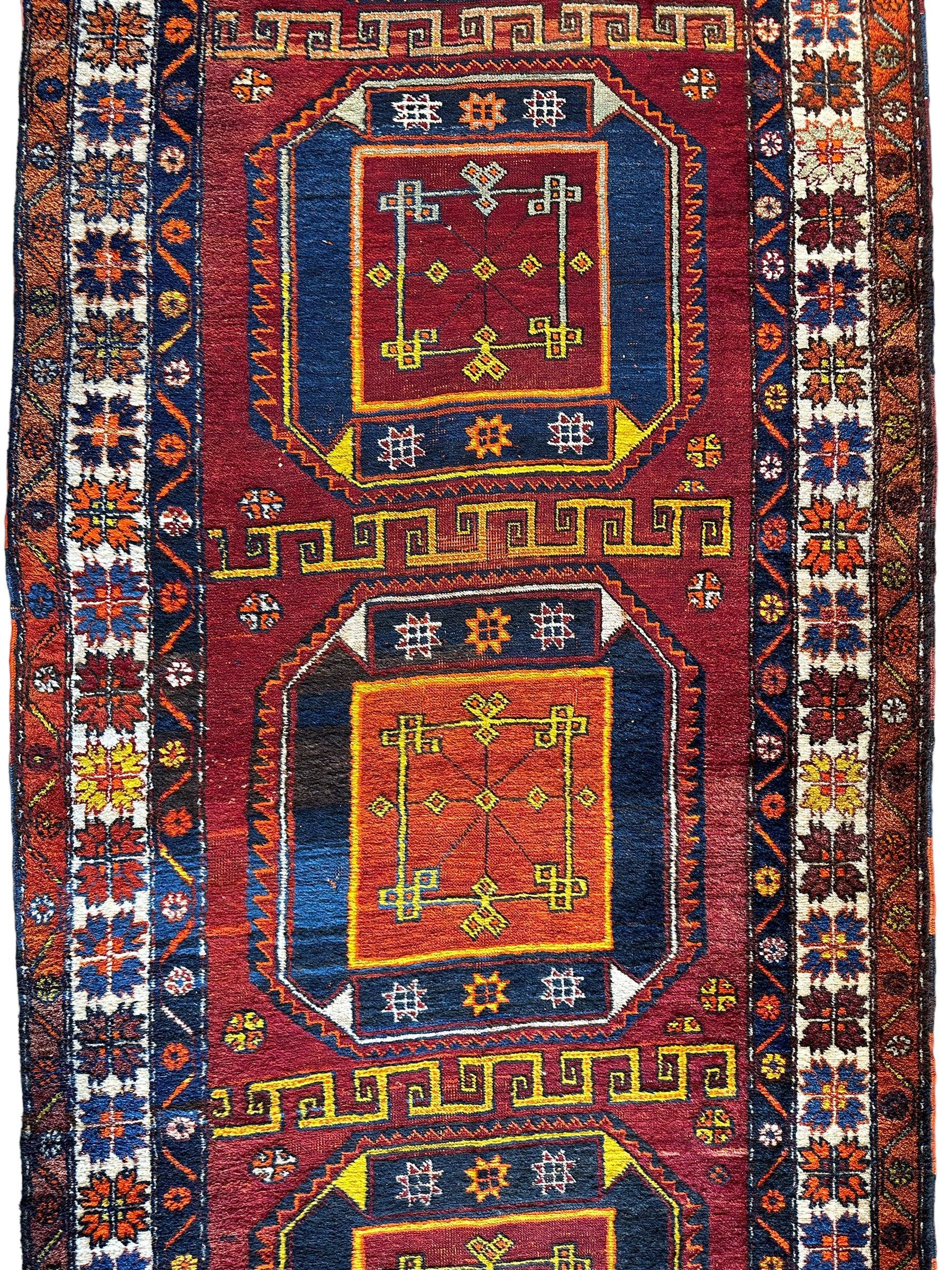 Antique circa 1920's Kurdish-Kazak Geometric Motifs Runner 3’8” x 12’3” by Rugistan - product image 5 for Resin Society