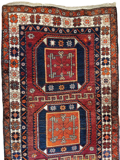 Antique circa 1920's Kurdish-Kazak Geometric Motifs Runner 3’8” x 12’3” by Rugistan - product image 7 for Resin Society